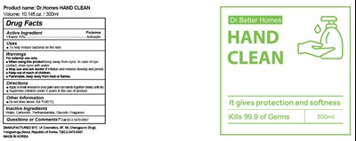 06 Dr.Homes HAND CLEAN 300ml Label.jpg 75615-0040-6 300ml - 06 Dr.Homes HAND CLEAN 300ml Label